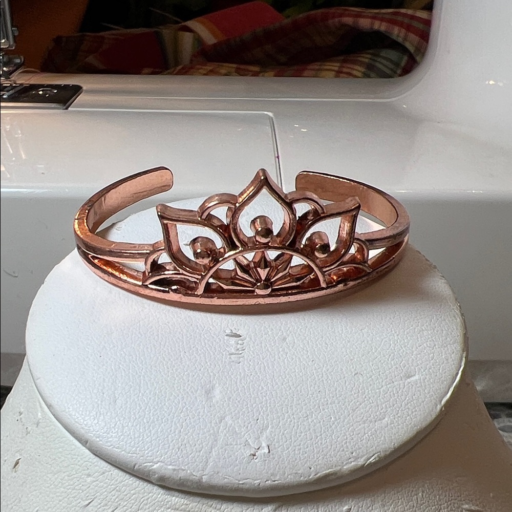 Elegant Rose Gold Lotus Cuff Bracelet